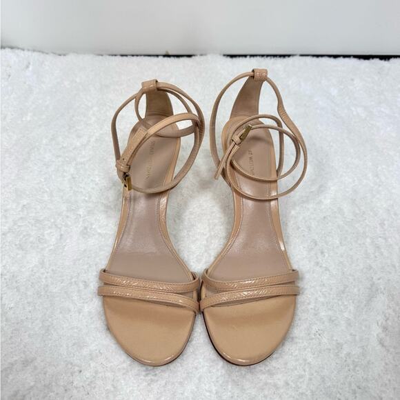 Stuart Weitzman Lexi Patent Leather Blush Heel Sandal Size 6 - Picture 4 of 13